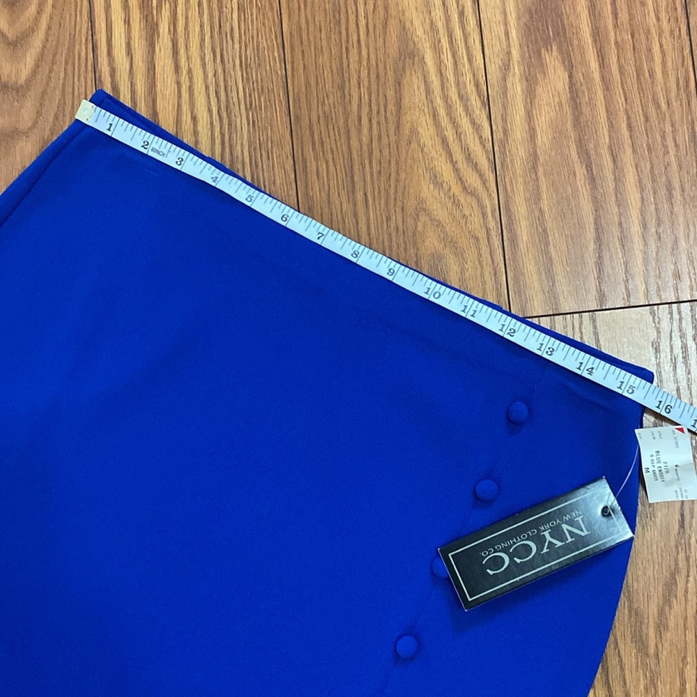 NYCC Women’s ocean blue pencil left side slit skirt with nine fabric buttons M - Picture 8 of 12
